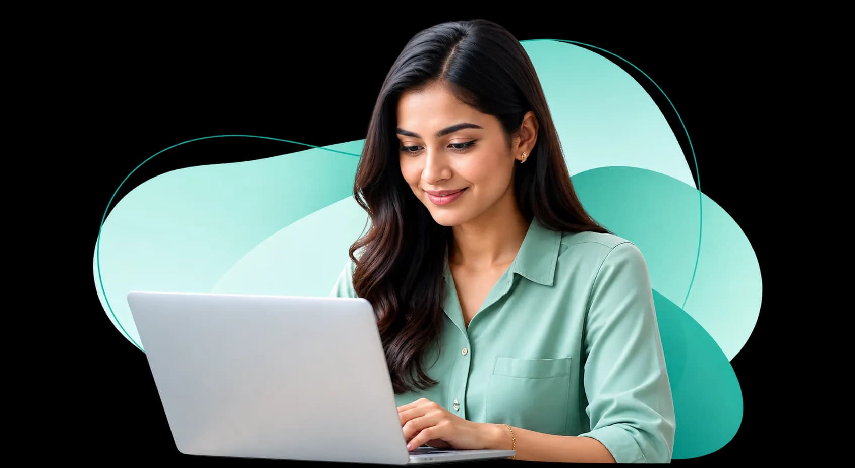 Woman working on a laptop
